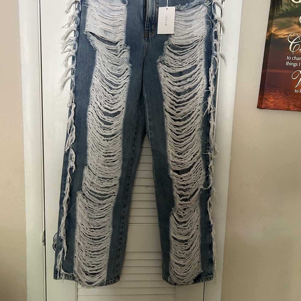 Customer cut out designer jeans